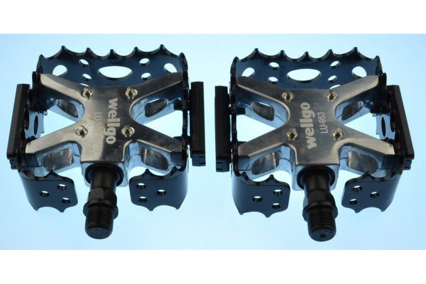 Педали Wellgo LU-953, алюм., агрессивные, Cr-Mo ось, черные